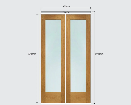 White Oak Bifold Internal Door - Clear Glass